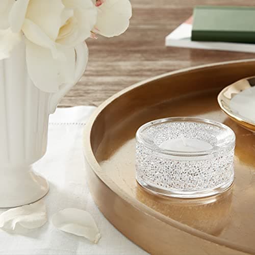 Swarovski Shimmer Tea Light Holder - Clear Crystals with Aurora Borealis Effect for Decor