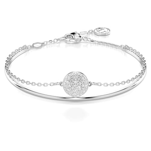 Swarovski Sublima Bangle Bracelet: Meteor Motif, Snow Pavé Clear Crystals, Rhodium Finish, Women's Jewelry, Evening Wear