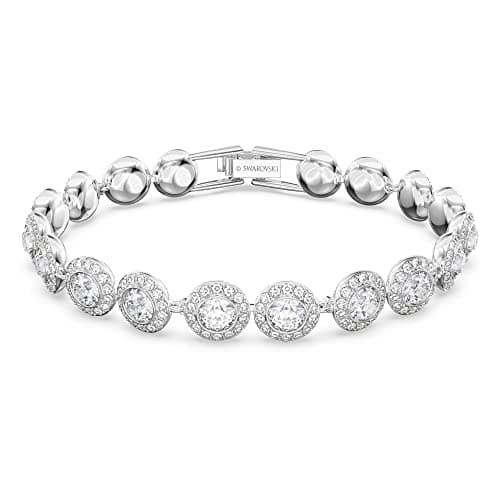 Swarovski Una Angelic Tennis Bracelet for Women, Clear Circle-Cut Crystals and Rhodium Tone Setting, Perfect for Daily W