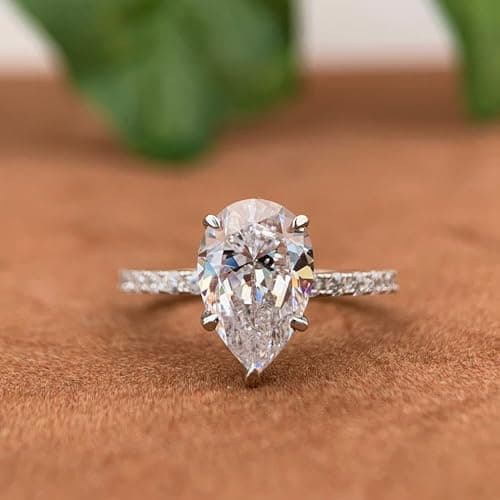 CGSRING 14K White Gold Engagement Ring for Her, Elegant Pear Cut Moissanite, Perfect for Daily Wear and Occasions, 14K