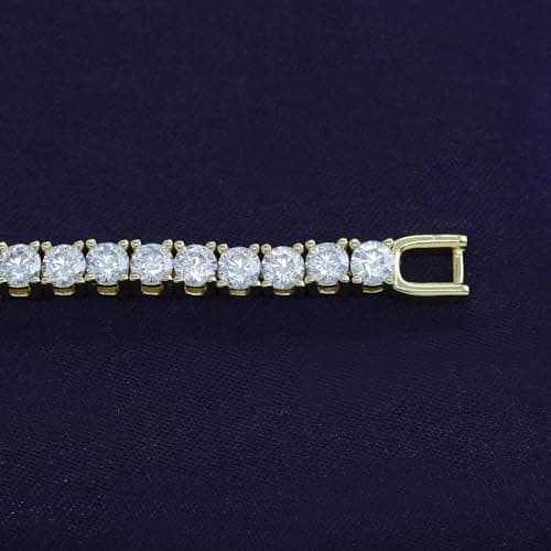 SAVEARTH DIAMONDS Gold Plated Moissanite Bracelet for Women | Stackable Round Moissanite Cuff Bracelets (5.10 Cttw To 5.