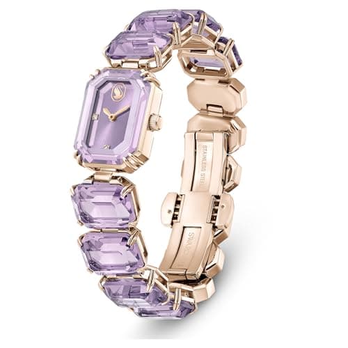 Swarovski Octagon Cut Purple Bracelet Watch - Elegant Accessory for Evening Events
| Swarovski Champagne Gold-Tone Octa
