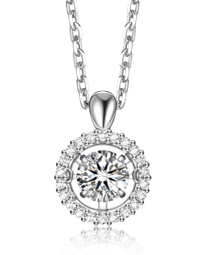 MomentWish Heart Necklace for Women, Sparkling Gift for Her 925 Sterling Silver Dance Necklace for Anniversary Christmas