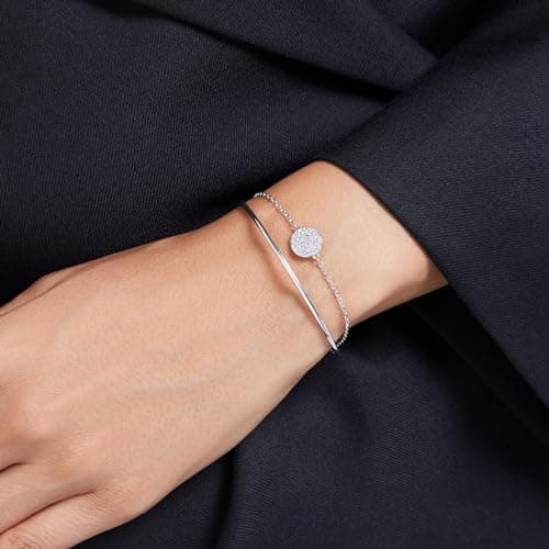 Swarovski Sublima Bangle Bracelet: Meteor Motif, Snow Pavé Clear Crystals, Rhodium Finish, Women's Jewelry, Evening Wear