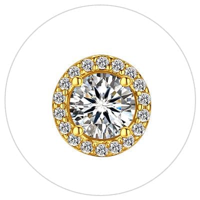 MomentWish 14K Gold Plated Stud Earrings for Women, 1-2 Carat Moissanite, Yellow/Rose Gold Plated 925 Sterling Silver Bi