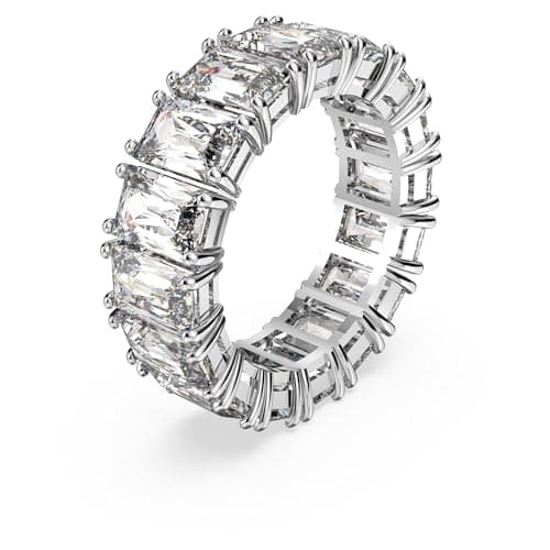 Swarovski Matrix Vittore Ring: Rectangular Cut Clear Rhodium Finish for Women Vintage Inspired Designs 0.92ct Diamonds
