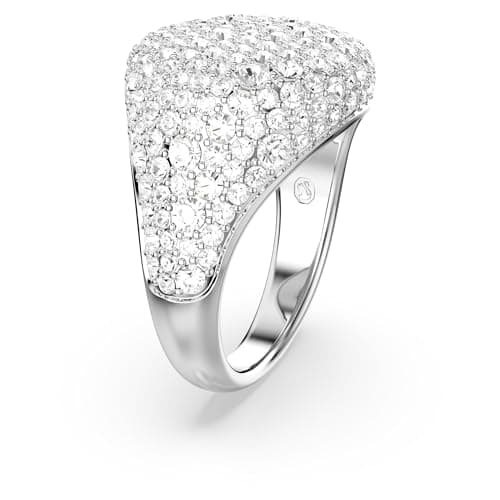 Swarovski Meteora Cocktail Ring for Women, Clear Crystals, Rhodium Finished Metal, Elegant Evening Party Ring, 10G vidéo
