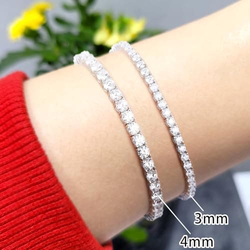 High-Durability Moissanite Tennis Bracelet with Composite Clasp for Women and Men 925 Silver Plated White Gold Chain 6.