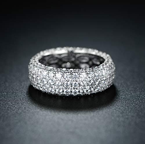Women's 18k White or Rose Gold Plated Wide Eternity Ring Cubic Zirconia Wedding Band
| Women's 18k White or Rose Gold P