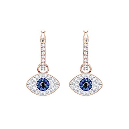 Swarovski Women's Symbolica Evil Eye Hoop Pierced Earrings: Multi-colored, Rose-gold Tone Finished, Trendy Jewelry for E