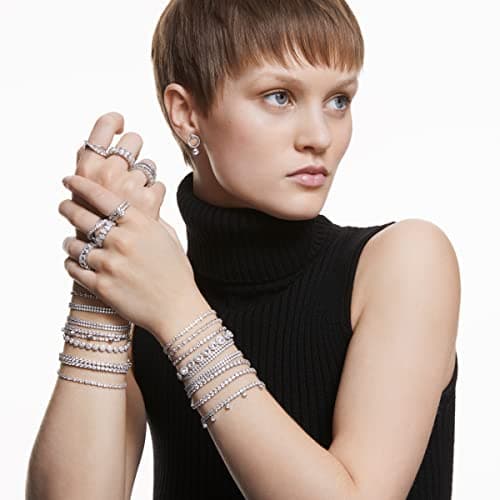 Swarovski Una Angelic Tennis Bracelet for Women, Clear Circle-Cut Crystals and Rhodium Tone Setting, Perfect for Daily W