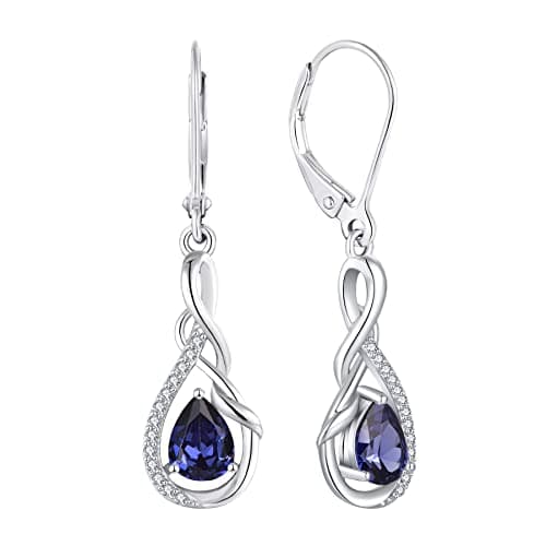 Sterling Silver Infinity Dangle Drop Earrings for Women Evening Parties
| Twisted Gemstone Sterling Silver Leverback Ea