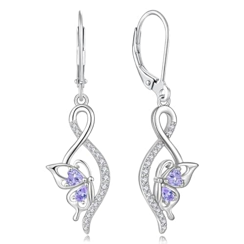 YIFSIY Butterfly Earrings 925 Sterling Silver Leverback Infinity Dangle Jewelry for Women Gifts for Her Party Occasions