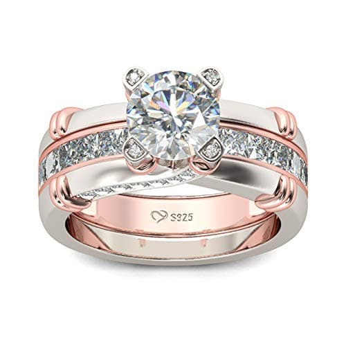Jeulia Diamond Band Rings for Women CZ Sterling Silver Interchangeable Ring Sets Engagement Wedding Anniversary Promise