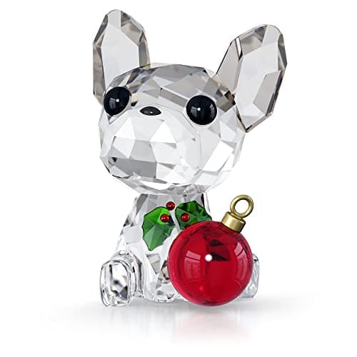 Swarovski Holiday Cheers French Bulldog Ornament: Green and Red Crystals for Women