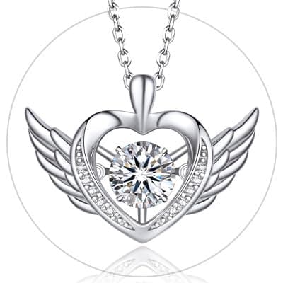 MomentWish Heart Necklace for Women, Sparkling Gift for Her 925 Sterling Silver Dance Necklace for Anniversary Christmas