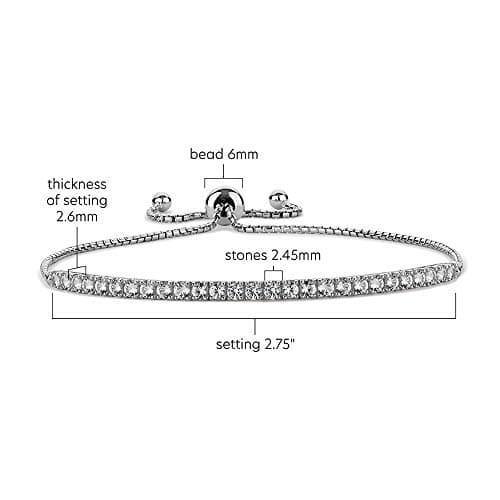 Tirafina Gemstone and Lab-Created White Sapphire Adjustable Bolo Bracelet for Women, Easy-On Easy-Off, Perfect for Casua