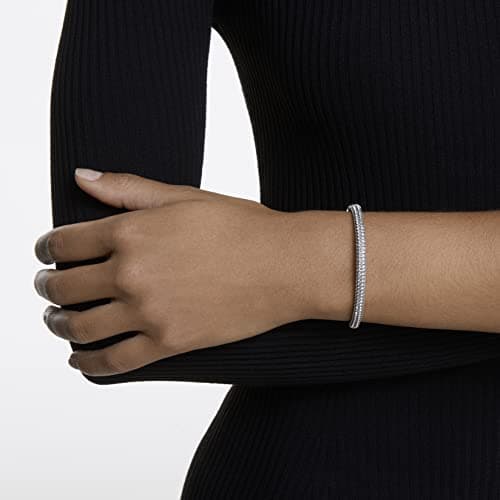 Swarovski Stone Bangle Bracelet Collection for Women, Clear Crystals, Pink Crystals, Elegant Fashion Accessory for Nigh