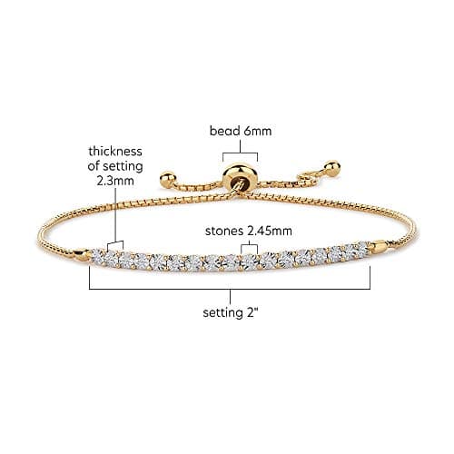 Tirafina Diamond Adjustable Bolo Bracelet for Women | 14K Rose Gold-Plated | Easy-On Easy-Off | 1/10 cttw | 6, 7 and 8 I