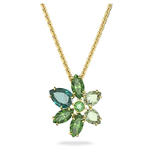 Swarovski Gema Flower Pendant Necklace for Women Special Occasions Sparkling Crystal Pendant Necklace 18K Gold Vermeil S