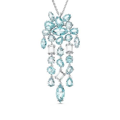 Swarovski Gema Flower Pendant Necklace for Women Special Occasions Sparkling Crystal Pendant Necklace 18K Gold Vermeil S