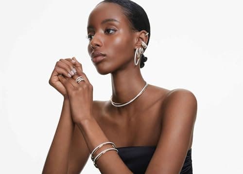 Swarovski Hyperbola Ring: Mixed Cuts Clear Rhodium Finish for Fashion-conscious Women at Parties and Special Occasions