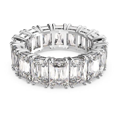 Swarovski Matrix Vittore Ring: Rectangular Cut Clear Rhodium Finish for Women Vintage Inspired Designs 0.92ct Diamonds
