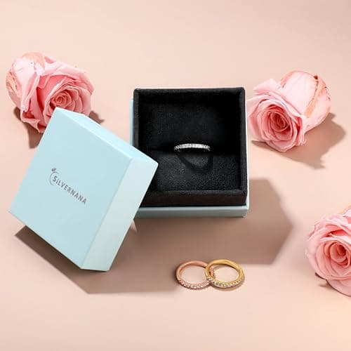 SilverNana Moissanite Wedding Band, 925 Sterling Silver Stackable Eternity Rings for Women Size 4-10
SilverNana Moissani