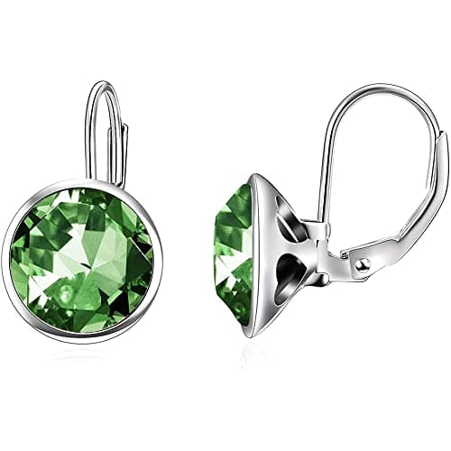 AOBOCO Sterling Silver Bella Earrings for Women, Hypoallergenic Pierced Leverback Cushion Cut Crystal Gifts
