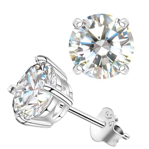 Saintda Moissanite Stud Earrings for Women Lab Created Diamond Solitaire Gold Vermeil Jewelry Gift