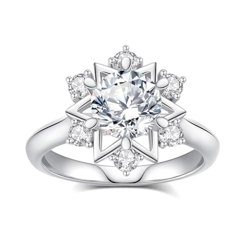 DAKKXN Moissanite Engagement Rings for Women: Round Cut VVS1 D Color Moissanite Ring, Perfect for Everyday Wear and Wedd
