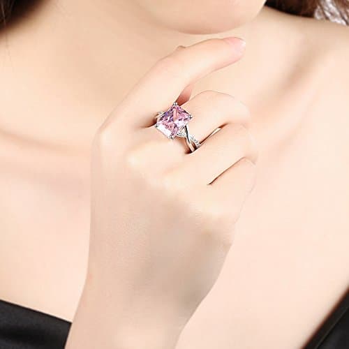 Duanmeinad Swarovski Crystal Rings For Women White Gold Plated Pink Zircon Size 6-9 - Elegant Jewelry for Special Occasi