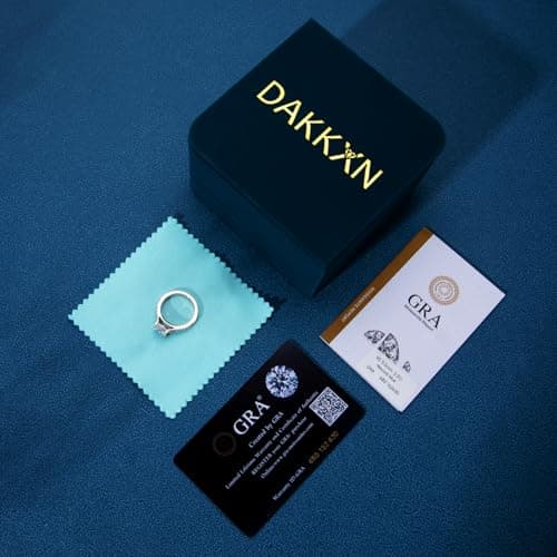 DAKKXN Moissanite Engagement Rings for Women: Round Cut VVS1 D Color Moissanite Ring, Perfect for Everyday Wear and Wedd