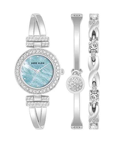 Premium Crystal Accented Anne Klein Women's Bangle Watch and Bracelet Set for Fashionable Ladies
| Anne Klein Women's P