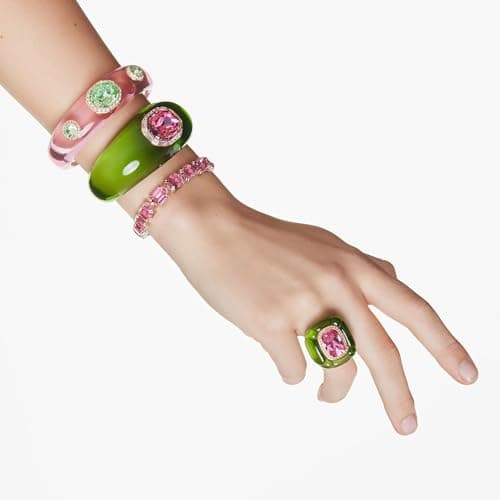 Swarovski Dulcis Multicolored Cocktail Ring, Cushion Cut, Pavé, Size 6 3/4 for Women at Parties and Special Occasions