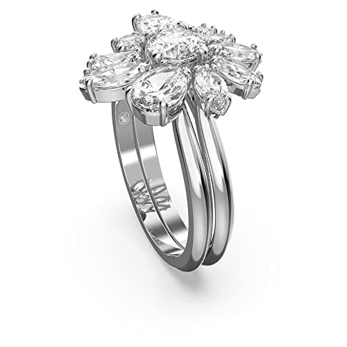 Swarovski Gema Crystal Cocktail Ring Pair Jewelry Collection for Women Rhodium Tone Finish Trendy Crystal Jewelry