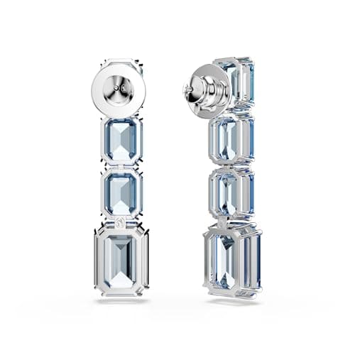 Swarovski Millenia Drop Earrings: Octagon Cut, Color Gradient Blue, Rhodium Finished for Fashion Jewelry Lovers
