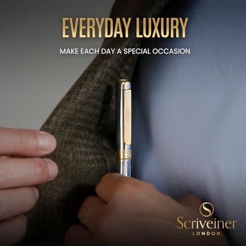 Silver Chrome Ballpoint Pen - Stunning Luxury Pen with 24K Gold Finish, Professional Gift Set for Men & Women, Office Ba