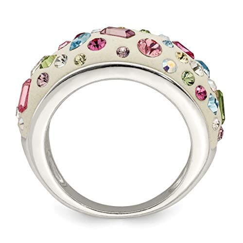 IceCarats 925 Sterling Silver Rhinestone Crystals Multi-color White Cocktail Statement Ring for Women Night Out Parties