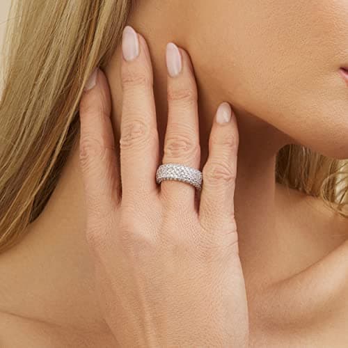 Women's 18k White or Rose Gold Plated Wide Eternity Ring Cubic Zirconia Wedding Band
| Women's 18k White or Rose Gold P