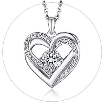 MomentWish Heart Moissanite Necklace for Women, Perfect Gift for Christmas and Birthday, D Color VVS1 Simulated Diamond