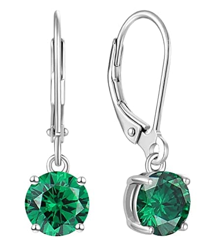 YL Women's Solitaire Dangle Drop 925 Sterling Silver Birthstone Jewelry
| YL Women's 925 Sterling Silver Round Leverbac