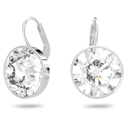 Swarovski Bella Drop Earrings for Women, Round Cut Crystal, Lever Back Closure, Elegant Jewelry, 14mm, Trendy Accessori