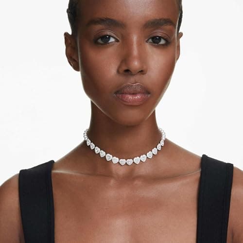 Swarovski Ariana Grande Angelic Mixed Cut Heart Crystal Choker Necklace for Women - Part of the Ariana Grande x Capsule
