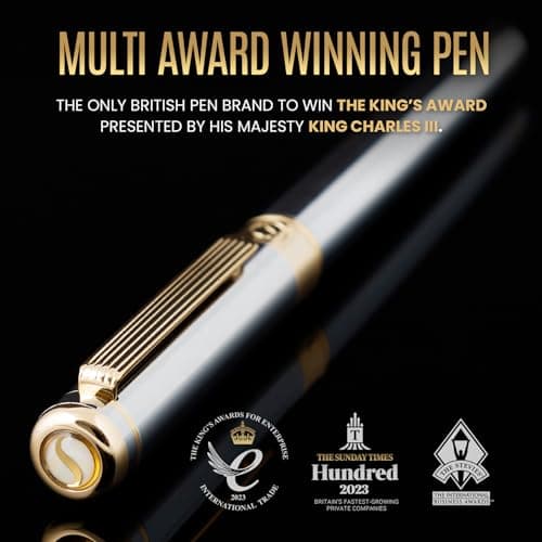 Scribeiner Silver Chrome Rollerball Pen - Luxury Pen for Men & Women, Real Gold Plating, Schmidt Ink Refill, Professiona