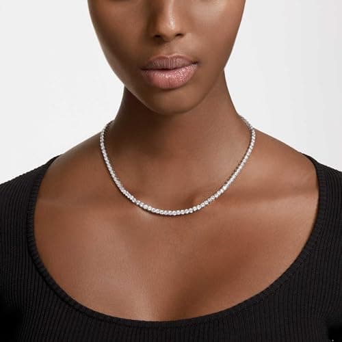 Swarovski Matrix Tennis Clear Round Cut Rhodium Finished Necklace for Women During Sports