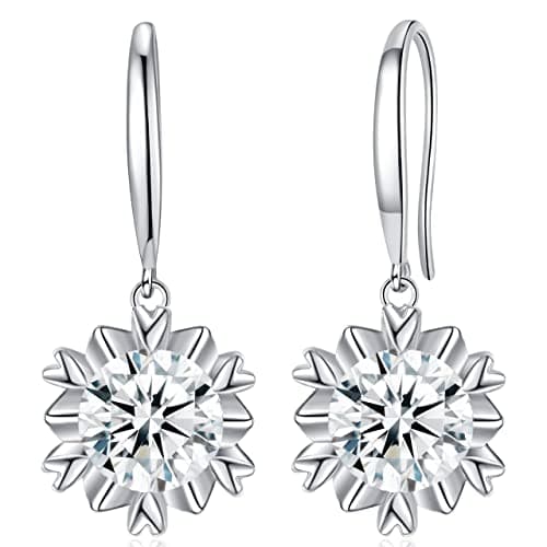 Moissanite Hoop Drop Earrings for Women 1Ct-3Ct Gifts for Wife Her Mom Girlfriend Daughter