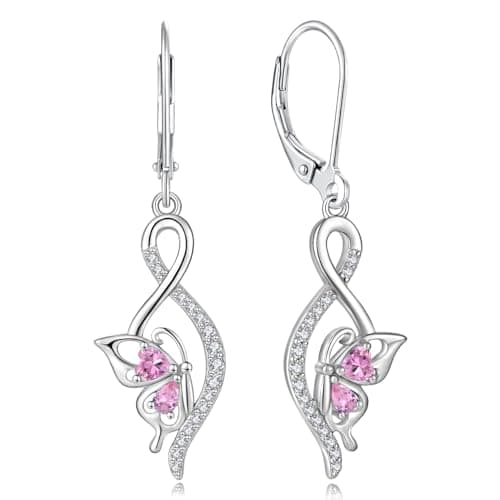 YIFSIY Butterfly Earrings 925 Sterling Silver Leverback Infinity Dangle Jewelry for Women Gifts for Her Party Occasions