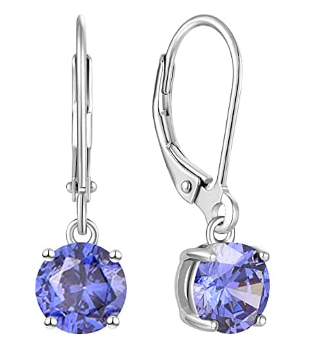 YL Women's Solitaire Dangle Drop 925 Sterling Silver Birthstone Jewelry
| YL Women's 925 Sterling Silver Round Leverbac