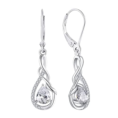 Sterling Silver Infinity Dangle Drop Earrings for Women Evening Parties
| Twisted Gemstone Sterling Silver Leverback Ea